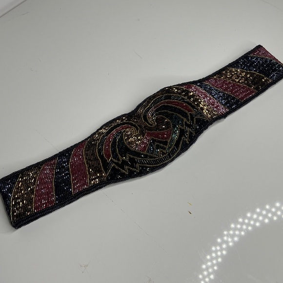 Beaded Bugle Beaded Buttaneere Adjustable Velcro Closure. 35” full length. 3.5” main image 6